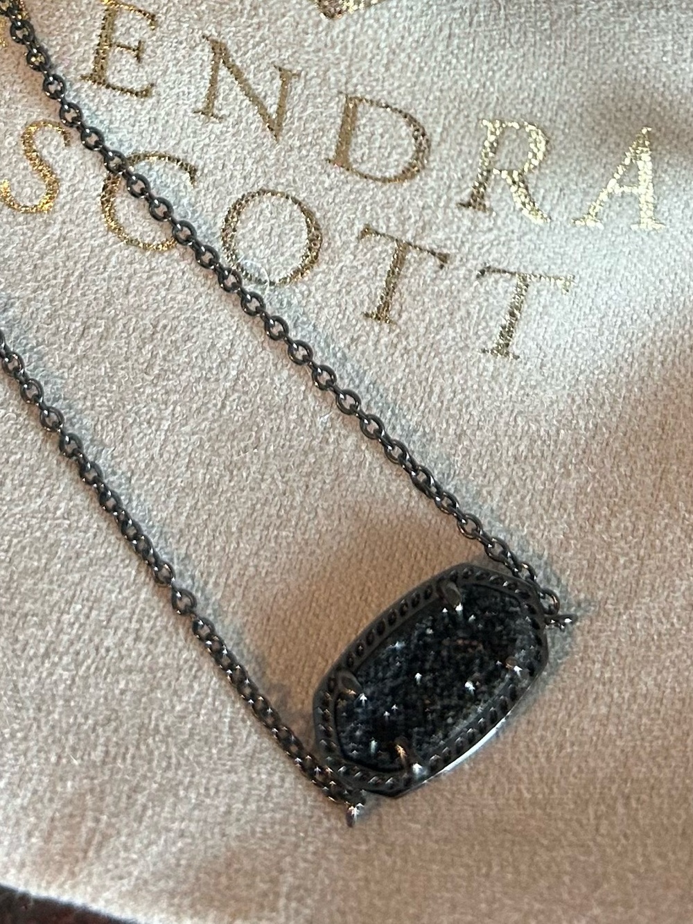 Kendra Scott Black Drusy Oval Pendant Necklace - Picture 4 of 8